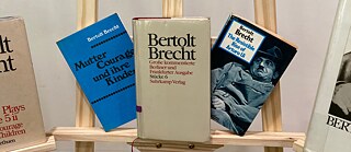 Bertolt Brecht books on an easel