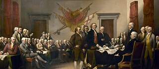 Gemälde davon, wie die Unabhängigkeitserklärung der USA unterzeichnet wurde.