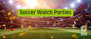 Stadion with confetti and the text "Soccer Watch Parties" highlighted in green