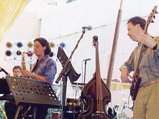 Músicos de jazz tocando sus instrumentos
