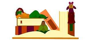 Illustration mit drei Frauen, die lesen.