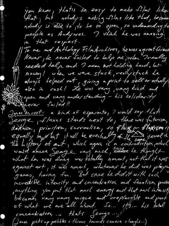 Página del guion manuscrito de Peter Sempel: «Jonas in the desert»