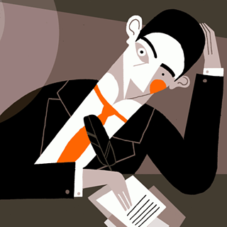 Ausschnitt einer Illustration von Roberto Maján über Franz Kafka