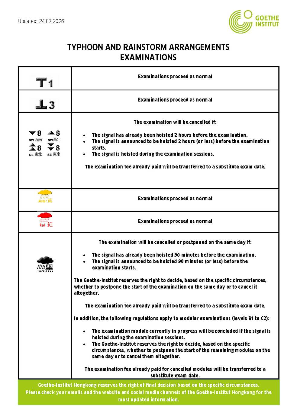 Typhoon and Rainstorm arrangments_Exams_EN