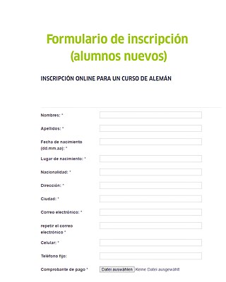 Formulario de inscripción (alumnos nuevos)