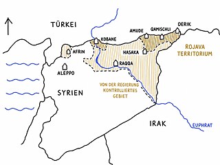Karte der Region mit Rojava