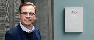 Markus Gabriel portretinė nuotrauka ir knygos „Kodėl pasaulio nėra“ viršelis