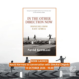 The picture shows the cover of Navid Kermani's Book "In the Other Direction Now. Dispatches from East Africa".
