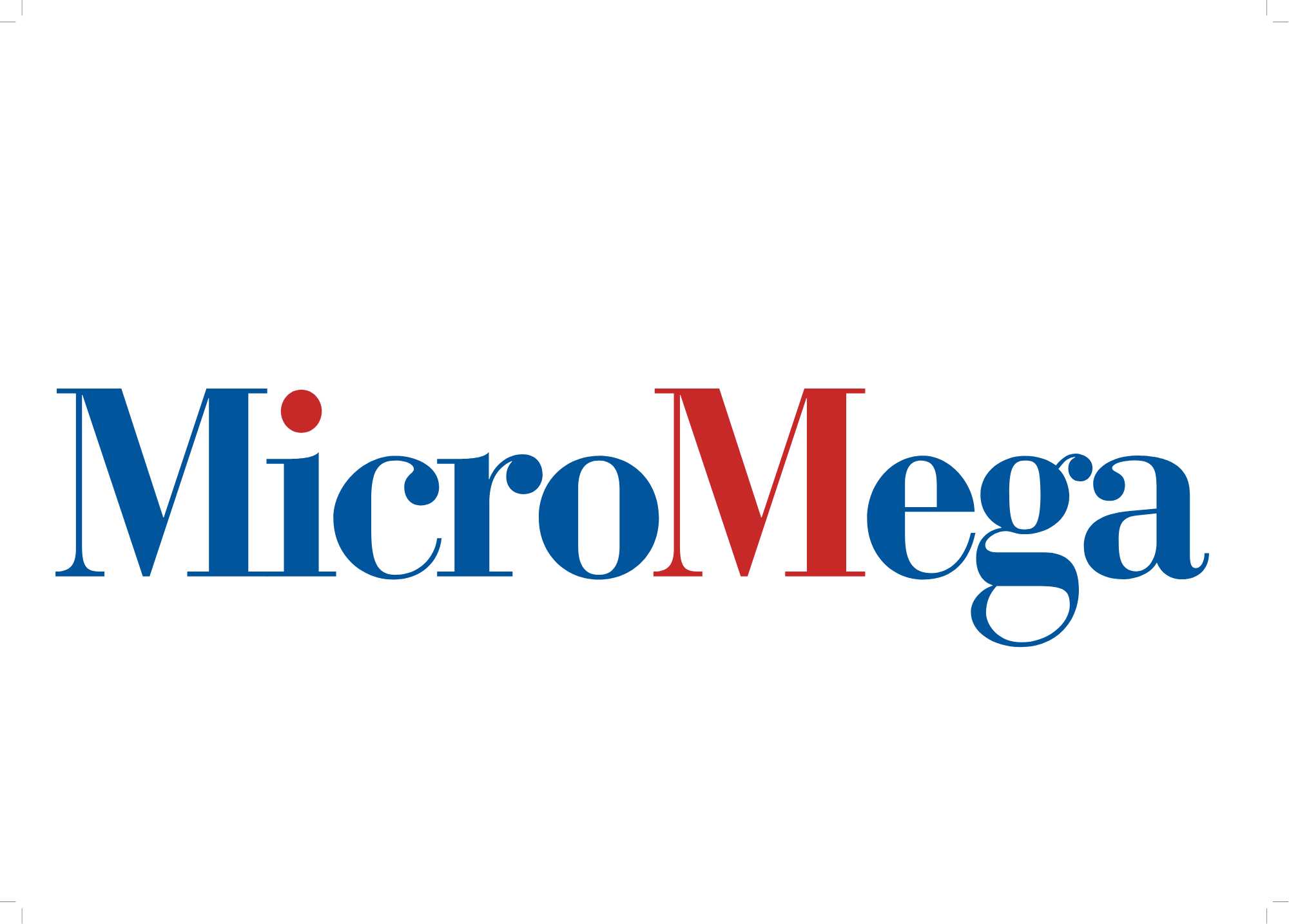 Schriftzug in Blau/Rot "MicroMega"