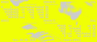 Yellow poster ad for hyperspace live coding festivall Hyperspace