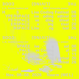 Yellow poster ad for live coding festival