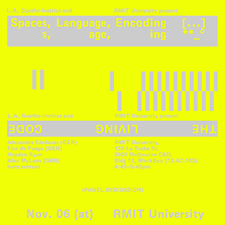 poster ad in bright yellow to announce a panel discussion