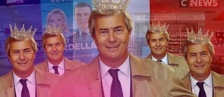 A satirical image of a politician with a crown on his head
