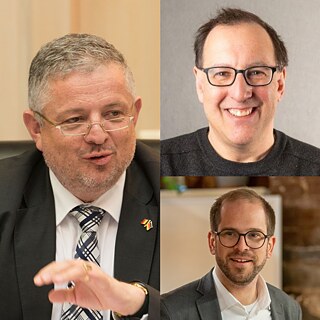 A picture of Hannes Kerber, Peter M. Huber und David Art.