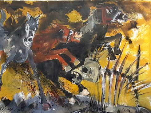 Karl Oppermann. Die Furien, 2016, Öl/Lwd.