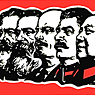 (right to left) Portrait of communists Karl Marx, Friedrich Engels, Vladimir Ilyich Lenin, Joseph Stalin and Mao Zedong. 