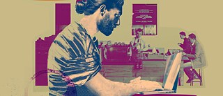 Mit Onleihe - im Café