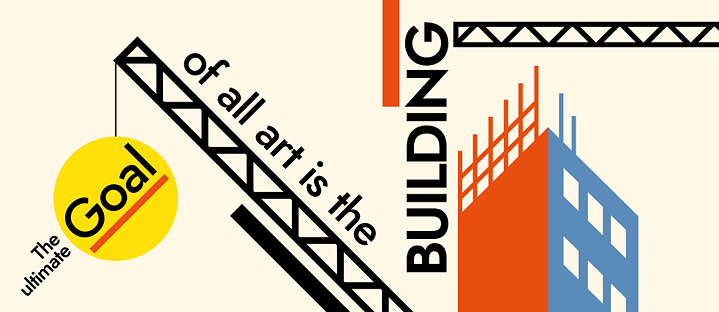 <b>“The ultimate goal of all art is the building!”</b><br><br>All about the building: Walter Gropius, founder and first director of the Bauhaus, knew exactly where he wanted to take his new school. In the 1919 Bauhaus Manifesto he wrote: “Let us strive for, conceive and create the new building of the future that will unite every discipline, architecture and sculpture and painting.” This interdisciplinary approach sought to bring fine art together with the art of architecture, with the spotlight on the building itself.