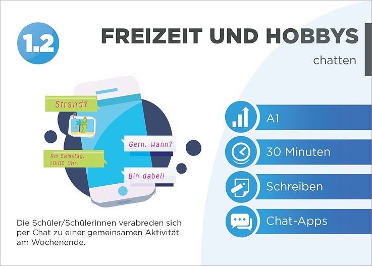 EDDU | Freitzeit und Hobbys: chatten | Die Schüler/Schülerinnen verabreden sich per Chat zu einer gemeinsamen Aktivität am Wochenende.