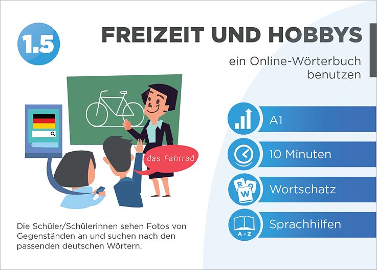 EDDU | Freitzeit und Hobbys: ein Online-Wörterbuch benutzen | Die Schüler/Schülerinnen sehen Fotos von Gegenständen an und suchen nach den passenden deutschen Wörtern.