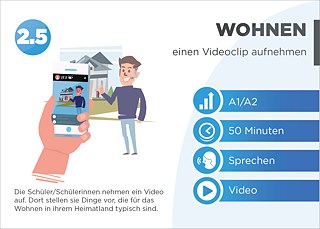 EDDU | Wohnen: Einen Videoclip aufnehmen | Die Schüler/Schülerinnen nehmen ein Video auf. Dort stellen sie Dinge vor, die für das Wohnen in ihrem Heimatland typisch sind.