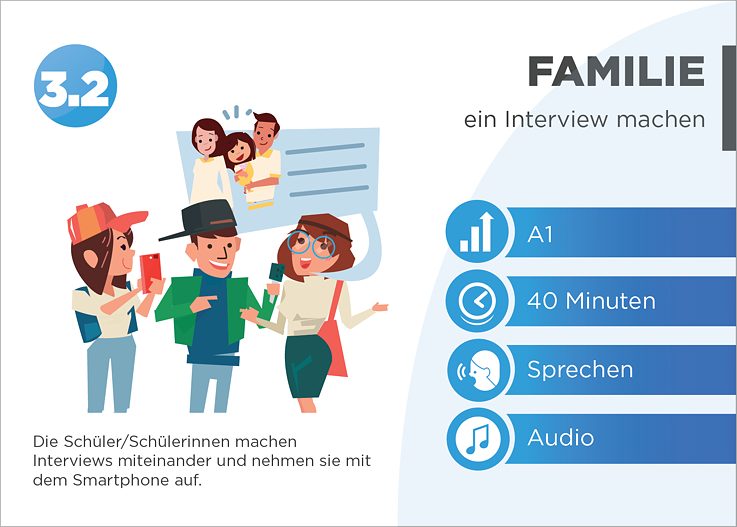 EDDU | Familie: Ein Interview machen | Die Schüler/Schülerinnen machen Interviews miteinander und nehmen es mit dem Smartphone auf.