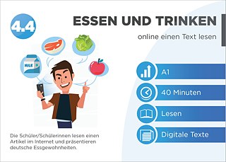 EDDU | Essen und Trinken: online einen Text lesen | Die Schüler/Schülerinnen lesen einen Artikel im Internet und präsentieren  deutsche Essgewohnheiten.