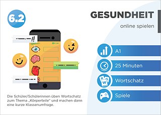 EDDU | Gesundheit: Online spielen  | Die Schüler/Schülerinnen üben Wortschatz zum Thema „KörperteileDz und machen dann eine kurze Klassenumfrage.