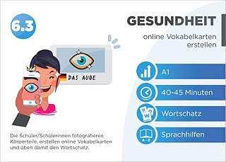 EDDU | Gesundheit: online Vokabelkarten  | Die Schüler/Schülerinnen fotografieren Körperteile, erstellen online Vokabelkarten und üben damit den Wortschatz.