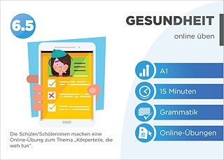 EDDU | Gesundheit: Onlineübungen | Die Schüler/Schülerinnen machen eine Online-Übung zum Thema „Körperteile, die weh tun".