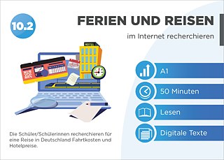 EDDU | Ferien und Reisen | im Internet recherchieren: Die Schüler/Schülerinnen recherchieren für eine Reise in Deutschland Fahrtkosten und Hotelpreise.