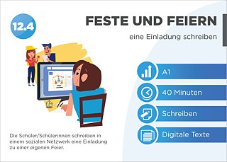 EDDU | Feste und Feiern | eine Einladung schreiben: Die Schüler/Schülerinnen schreiben in einem sozialen Netzwerk eine Einladung zu einer eigenen Feier.
