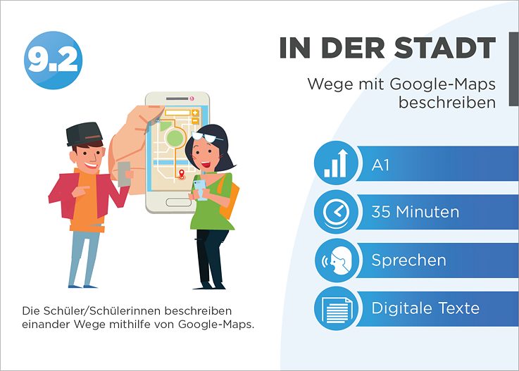 EDDU | In der Stadt | Wege mit Google-Maps beschreiben: Die Schüler/Schülerinnen beschreiben einander Wege mithilfe von Google-Maps.