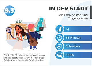 EDDU | In der Stadt | ein Foto posten und Fragen stellen: Die Schüler/Schülerinnen posten in einem sozialen Netzwerk Fotos von Teilen eines Gebäudes und lassen die Gebäude raten.