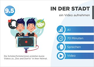 EDDU | In der Stadt | ein Video aufnehmen: Die Schüler/Schülerinnen erstellen kurze Videos zu „Dos and Don’ts“ in ihrer Heimat.