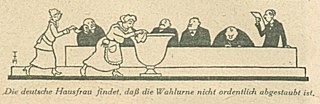 „Die deutsche Hausfrau findet, dass die Wahlurne nicht ordentlich abgestaubt ist.“ 