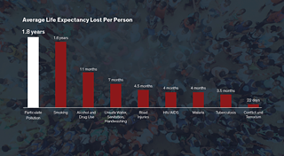 Luftverschmutzung verkürzt unsere Leben durchschnittlich um fast zwei Jahre. © © Air Quality Life Index Air Quality Life Index