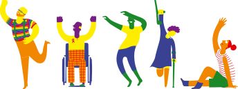Illustrated figures for the campaign “CSD ist für Alte da!” (CSD is here for elders)