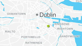 Kartenausschnitt mit dem Standort des Goethe-Instituts Dublin
