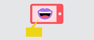 Illustration: Illustration: Mobile device with mouth and speech bubble