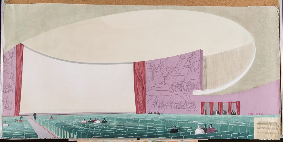 A panoramic cinema, graduation project, Moscow Institute of Architecture | By E. Kuznetsov, supervisors: M. P. Parusnikov, G. Y. Movchan, S. Kh. Satunts, 1959