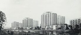 Microdistrict Vostok –I, a complex of 14-16-storey residential buildings of the M-464 series with built-in and attached trade and consumer services on Lenin Avenue in Minsk | Architects: G. Sysoev, I. Popova, I. Zhuravlev (Minskproject), 1971-1972 