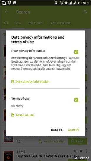 Nutzungsbedingungen akzeptieren - Android © © Onleihe Nutzungsbedingungen akzeptieren - Android