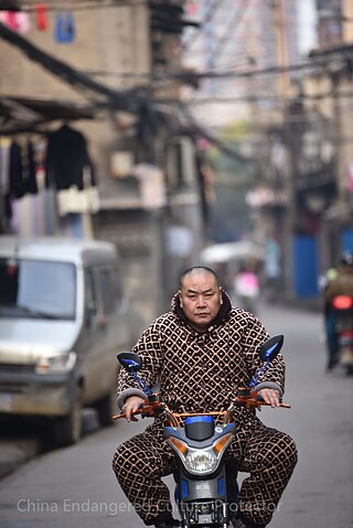 武汉巷子时尚：穿着豹纹睡衣的武汉骑手，既霸气又满满街头风