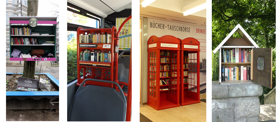 Bücherschränke gibt es auch anderorts, aber selten sind sie so phantasievoll wie in Hamburg