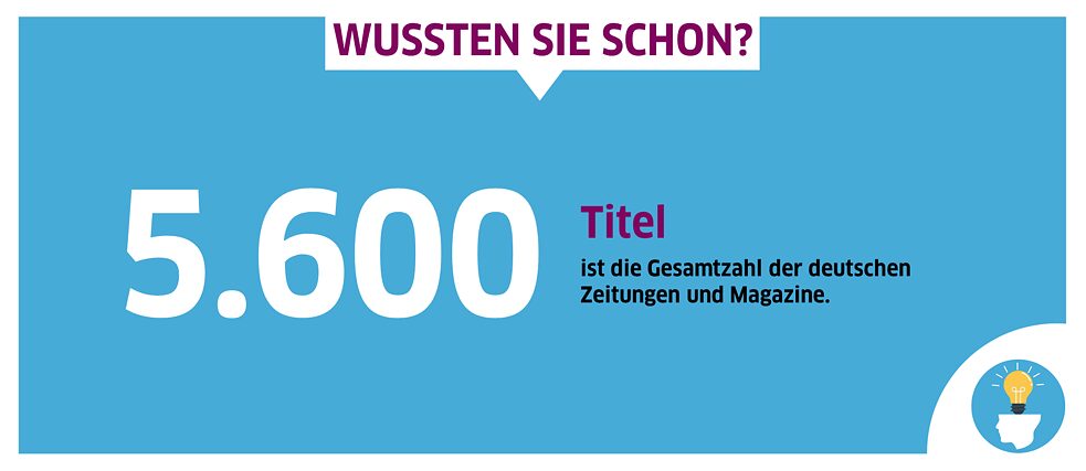 Insgesamt kommen deutsche Zeitungen und Magazine auf 5.600 Titel.