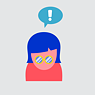 Illustration: Person mit Sprechblase in der sich ein Ausrufezeichen befindet