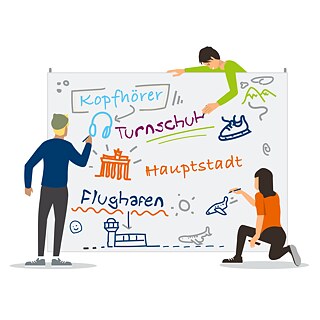 Illustration schreibende Jugendliche am Whiteboard