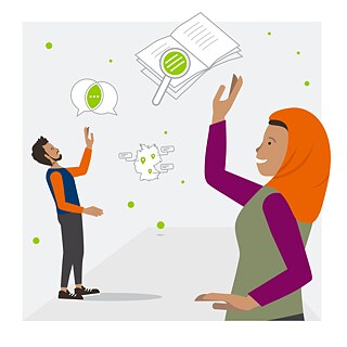 Illustration einer Lerngruppe mit mehreren Teilnehmern