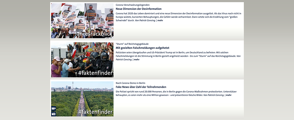 Screenshot of the ARD fact finder website.